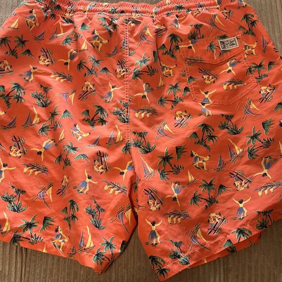 Polo Ralph Lauren Men  XLT Swim Trunks Short Orange Hawaiian Print NWOT - Picture 8 of 10